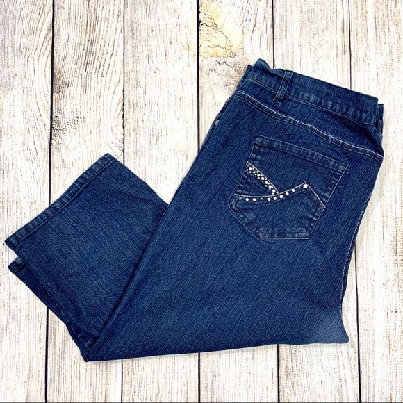 1826 Denim - 1826 Gem Embellished Capri Jeans